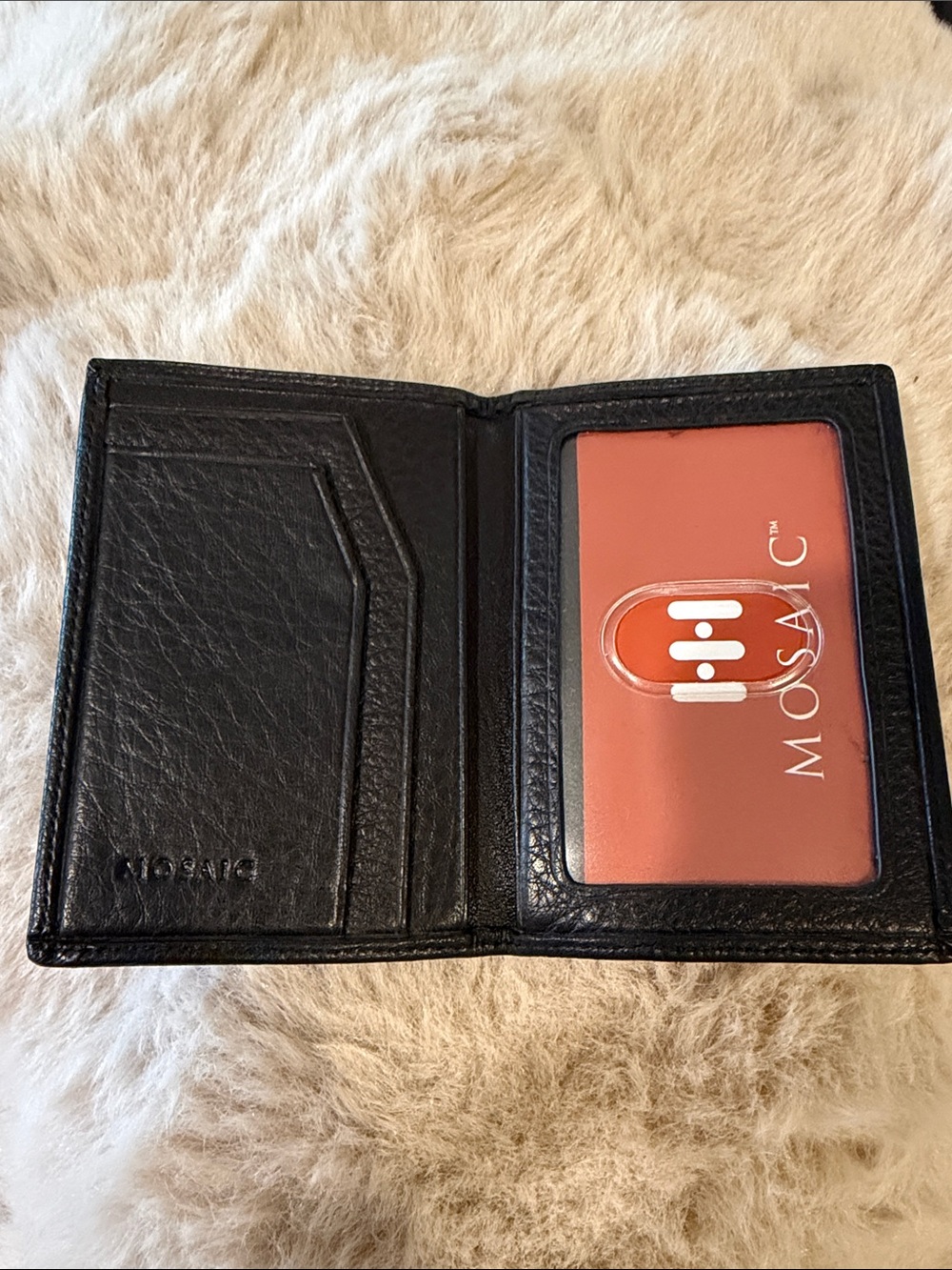 Mosaic Black Leather Men's Card Holder